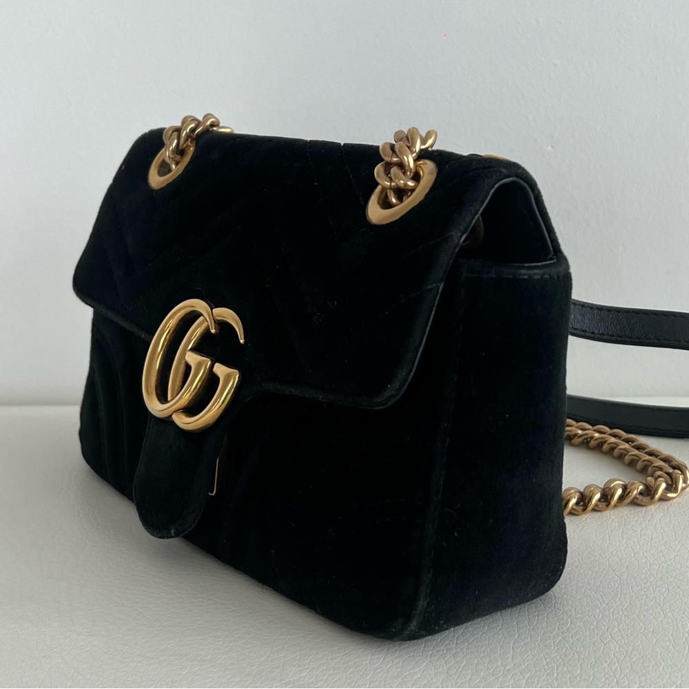 Gucci Marmount Black Velvet Shoulder Bag - Picture 3 of 6